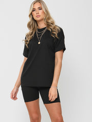 Ribbed Oversized T-Shirt & Shorts Co-ord