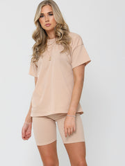 Ribbed Oversized T-Shirt & Shorts Co-ord