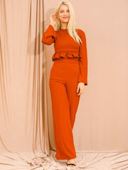 Ribbed Frill Hem Top & Trouser Co-ord