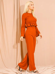 Ribbed Frill Hem Top & Trouser Co-ord