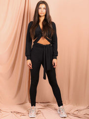 Keyhole Wrap Around Top Ribbed Co-ord