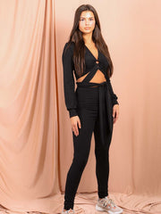 Keyhole Wrap Around Top Ribbed Co-ord