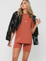 Ribbed Oversized T-Shirt & Shorts Co-ord