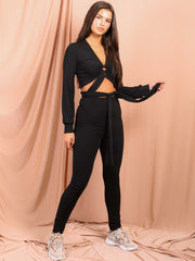 Keyhole Wrap Around Top Ribbed Co-ord