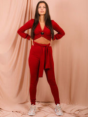 Keyhole Wrap Around Top Ribbed Co-ord