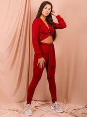 Keyhole Wrap Around Top Ribbed Co-ord