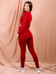 Keyhole Wrap Around Top Ribbed Co-ord