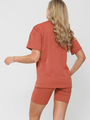 Ribbed Oversized T-Shirt & Shorts Co-ord