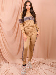 Leopard Print Panel Loungewear Co-ord