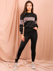 Leopard Print Panel Loungewear Co-ord
