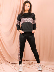 Leopard Print Panel Loungewear Co-ord
