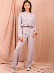 Ribbed Frill Hem Top & Trouser Co-ord