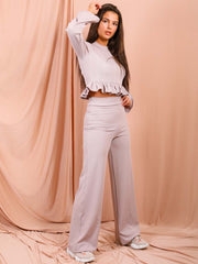 Ribbed Frill Hem Top & Trouser Co-ord