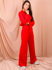 Ribbed Frill Hem Top & Trouser Co-ord