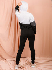 Contrast Colour Block Zip Front Hoodie