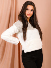 Contrast Colour Block Teddy Bear Jumper