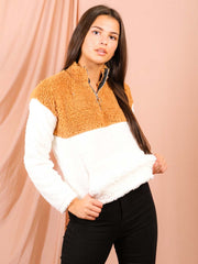 Contrast Colour Block Teddy Bear Jumper