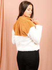 Contrast Colour Block Teddy Bear Jumper