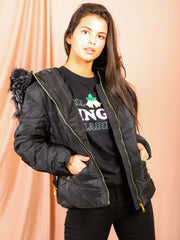 Padded Jacket With Detachable Buckle Belt