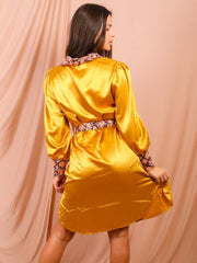 Snake print detail satijnen shirtjurk