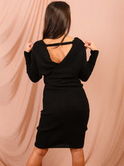 Wrap vorne und hinten gestrickt Midi Kleid