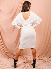 Wrap vorne und hinten gestrickt Midi Kleid