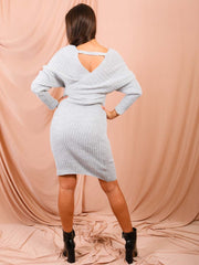 Wrap vorne und hinten gestrickt Midi Kleid