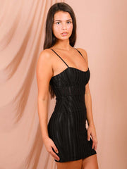 Satin gerippter Cami -Kleid