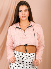 Teddy Bear Zip Up Cropped Hoodie