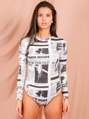 Newspaper Print Bodysuit