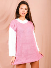 Vestido de jersey de punto de manga de contraste