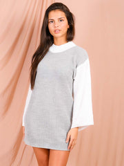 Vestido de jersey de punto de manga de contraste