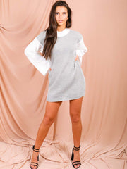 Vestido de jersey de punto de manga de contraste