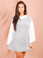 Vestido de jersey de punto de manga de contraste