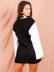 Vestido de jersey de punto de manga de contraste