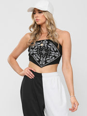Bandana Scarf Print Crop Top