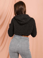 Teddy Bear Zip Up Cropped Hoodie