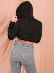 Teddy Bear Zip Up Cropped Hoodie