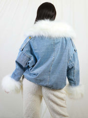 Oversized Faux Fur Lined Denim Jacket