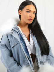 Oversized Faux Fur Lined Denim Jacket