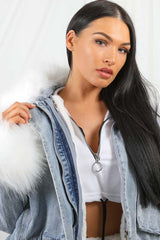 Oversized Faux Fur Lined Denim Jacket