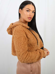 Teddy Bear Zip Up Cropped Hoodie