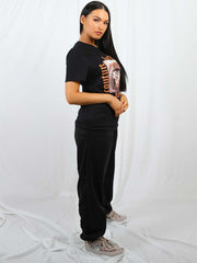 Camiseta impresa gráfica de labios de alta costura