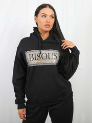 Bisous Print Fleeced Hoodie