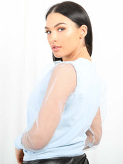 Fishnet Mesh Sleeve Top