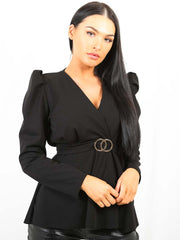 Double Ring Wrap Front Belted Top
