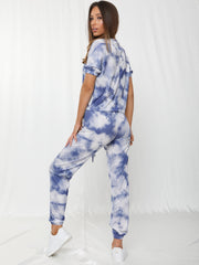Tie-Dye Elasticated Sleeve Ribbed Boxy Co-ord