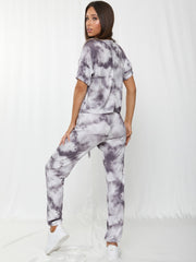 Tie-Dye Elasticated Sleeve Ribbed Boxy Co-ord