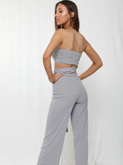 Rippen Bandeau Crop Top & Tie Knotenhose Co-ordte