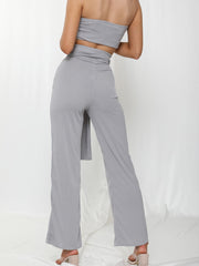 Rippen Bandeau Crop Top & Tie Knotenhose Co-ordte
